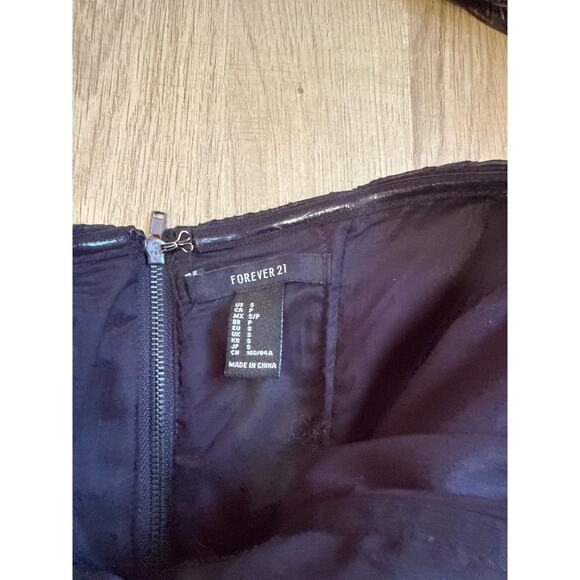 Forever 21 Strapless Black Jacquard Fit & Flare Party Dress Small S Gothic Tulle - Picture 2 of 8